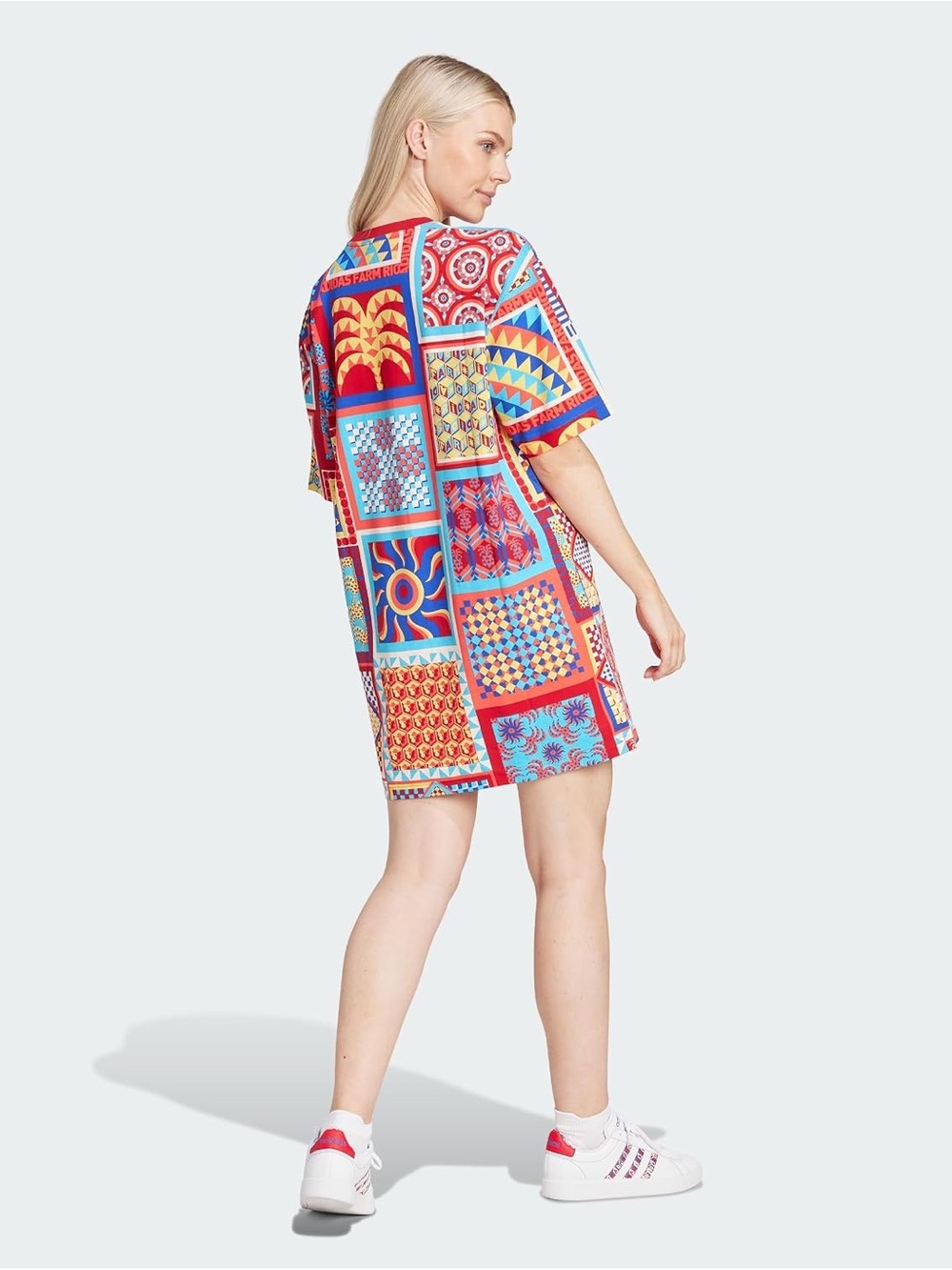 FARM Rio All Over Print Slim T-shirt Dress Adidas Collab Women's Size M - Picture 9 of 13